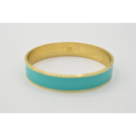 Banana Republic Statement Bracelet Bangle Gold Aqua Turquoise Blue Mint BinO - Picture 6 of 9